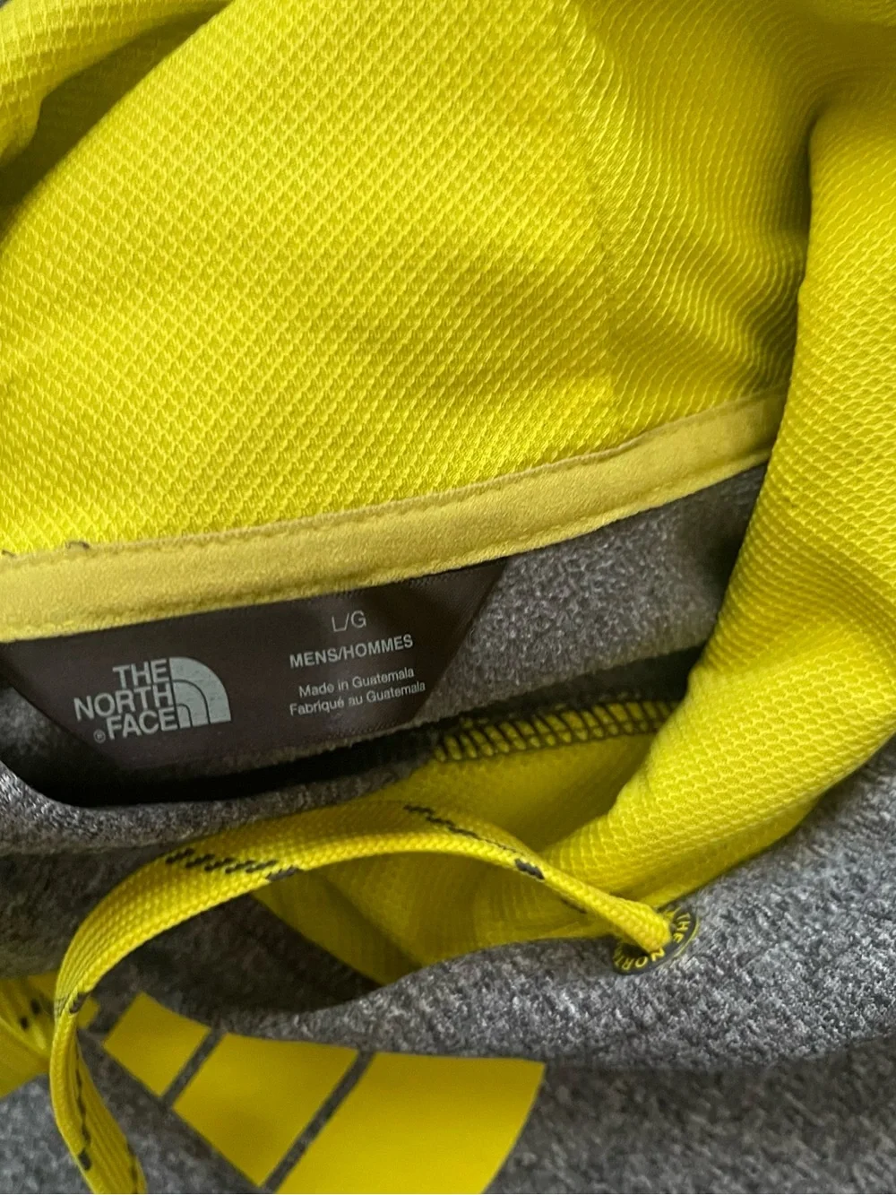 The North Face Men’s Heather Gray Pullover Hoodie with Yellow Logo